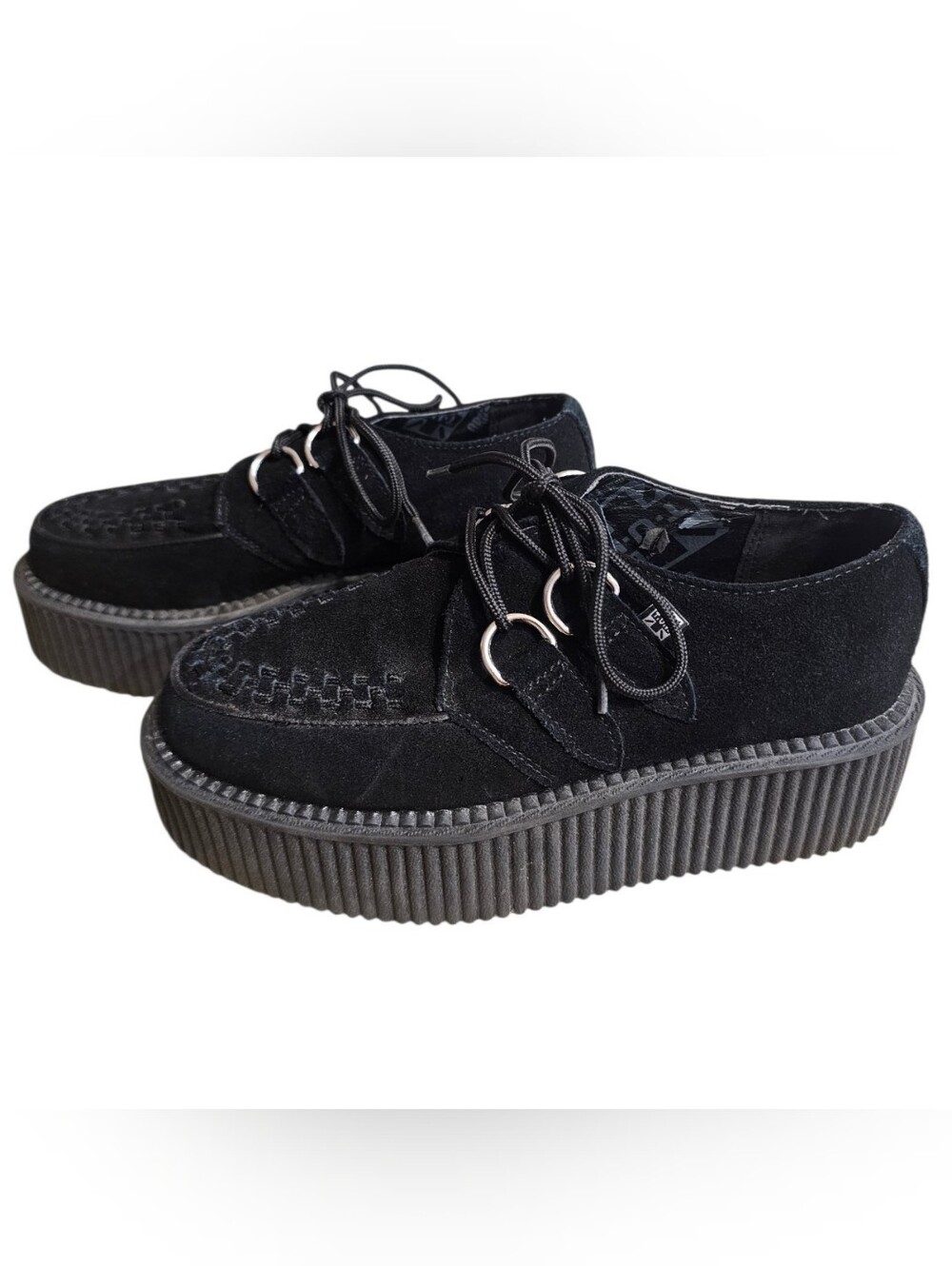 T.U.K. Black Suede Viva Low Creepers - US Women’s 6 / Men’s 4 Goth Grunge Punk - Picture 7 of 12